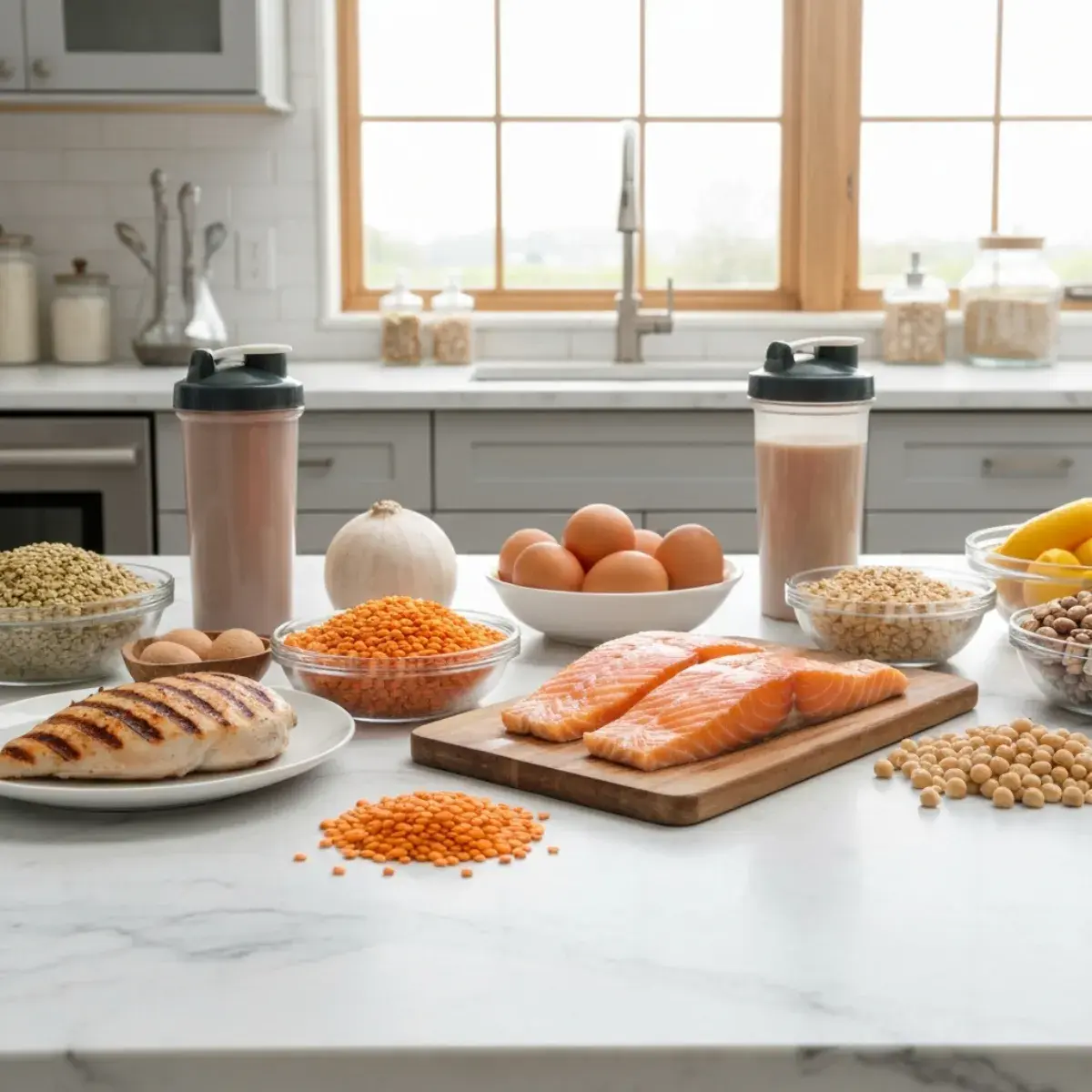 Protein calculator — grilled chicken, fish, tofu, legumes